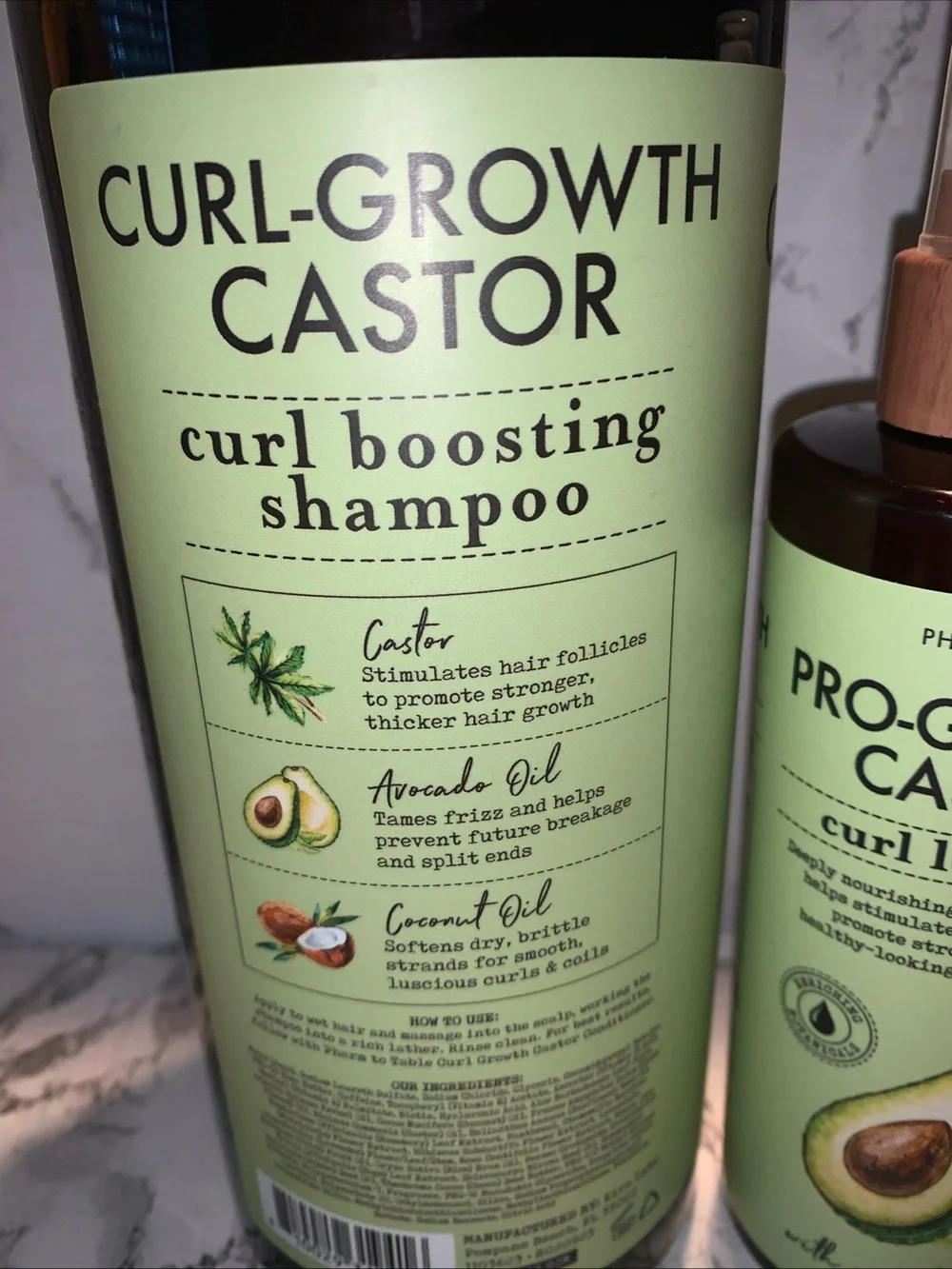 Pharm + Table Curl-Growth Castor Shampoo & Leave-In Duo - Green Avocado